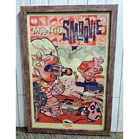 Signed Ryan Besch LE 47/100 Dogfish Head Brewery Print Mango Smoovie Framed Rare - Picture 1 of 7